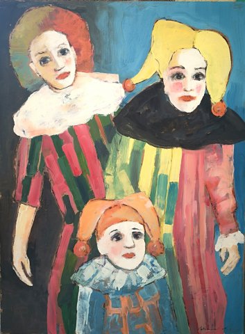 Schéner Mihály Bohócok 80x60cm olaj 480ezer ft
