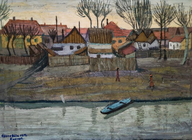 Ifj Czene Béla Alkonyat 50x70cm olaj vászon festmény 550000ft
