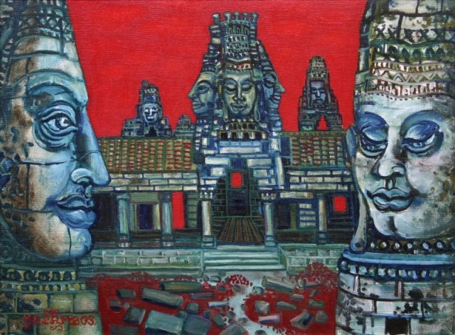 Galambos Tamás Kambodzsai Emlék 30x40cm olaj elkelt 